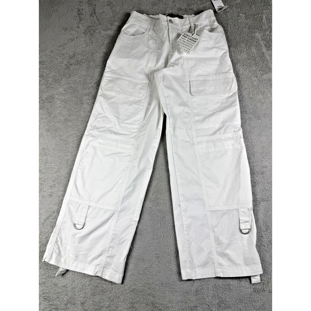 NWT Sanctuary Women's Cali Straight Leg Cropped Cargo Pants White Size 25 *READ*